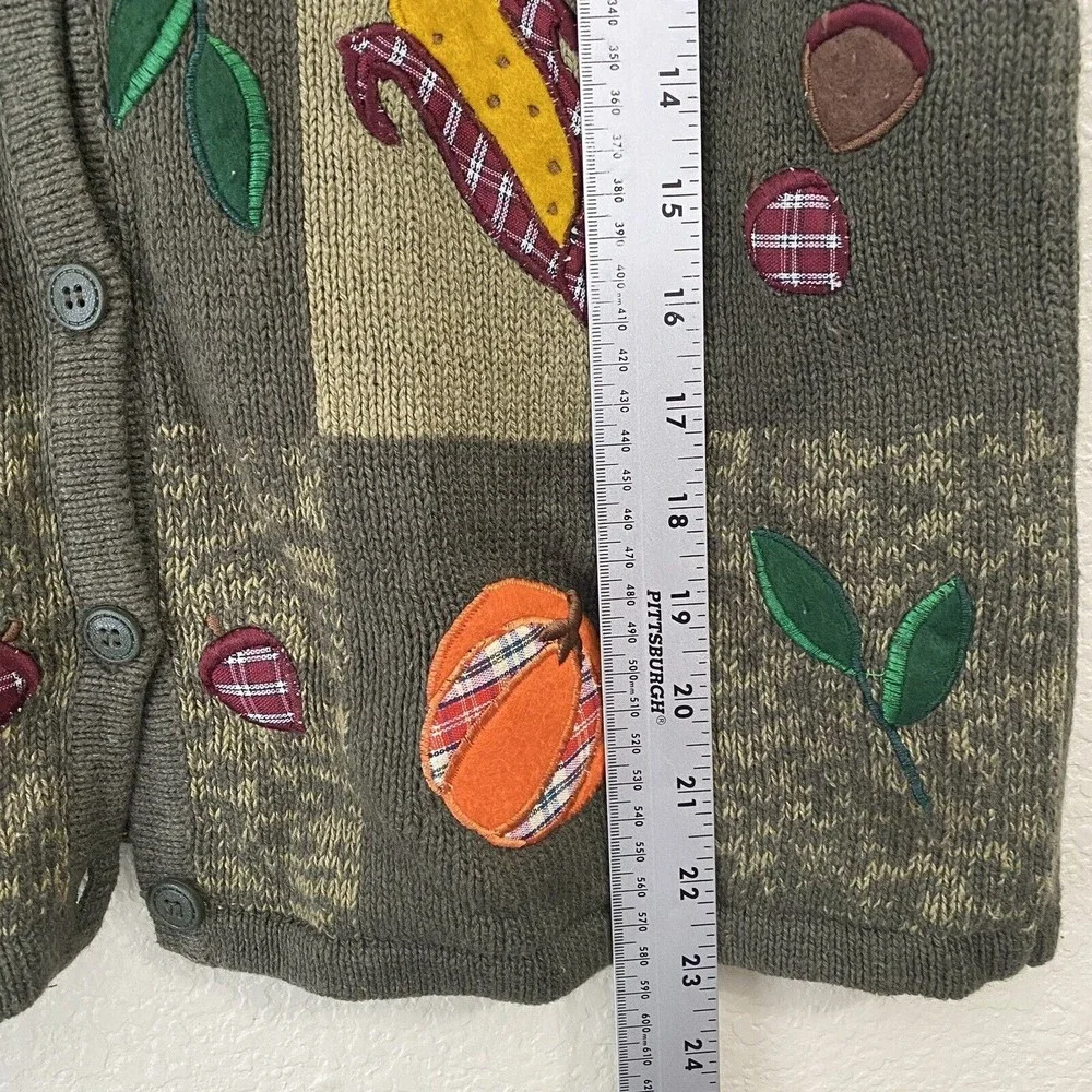 Bobbie Brooks Womens Size Large Fall Harvest Pumpkin Corn Print Vest Green - Picture 6 of 8